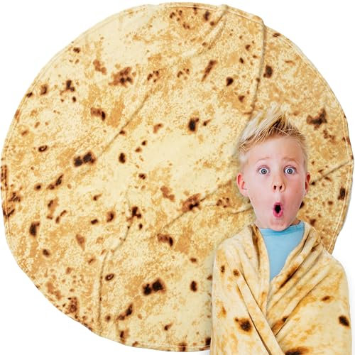 PAVILIA Burrito Tortilla-Decke, doppelseitig, Taco-Mais, Überwurf für Kinder, Jungen, Mädchen, Teenager, realistische Lebensmitteldecke, lustiges Gag-Geschenk zum Geburtstag, gelber Mais, 119,4 cm