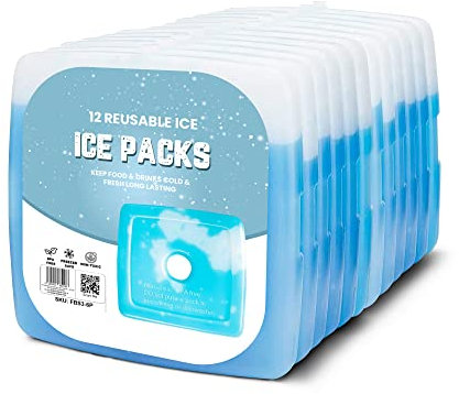 Sterun Reusable Slim & Lightweight Freezer Cold Packs for Lunch Boxes, Coolers & Camping | Freezer Blocks | Ice Packs For Cool Box & Coolers (12)