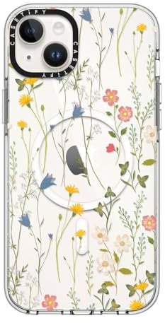 CASETiFY Transparente Schutzhülle für iPhone 14 Plus, vergilbt nicht, 2 m, 3 x Fallschutz in Militärqualität, Magsafe, verträumtes Blumenmuster, transparent