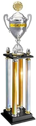 eberin · XXL-Säulenpokal Silber-Gold Serie Frank, Silber-Gold, mit Wunschtext und auswählbarem Motiv-Emblem, Größe 103 cm
