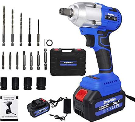 Huini Cordless Impact Wrench, 2 in 1 Power Impact Driver, 1/2 Impact Wrench Chuck with 3200RPM, Variable Speed Tools, 1x6.0A Li-ion Battery, Fast Charger