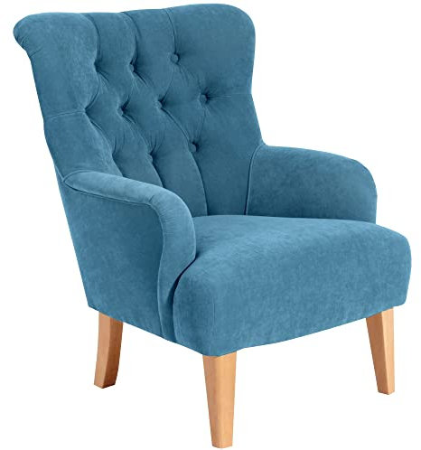 58 aufm Kessel Sessel Kaiya Bezug Veloursstoff Buche Natur/Petrol 21236