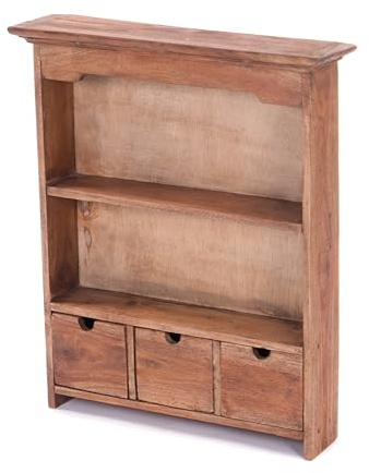 DESIGN DELIGHTS Landhaus WANDREGAL Adelia | Mahagoni, 60x50x12 cm | Hängeregal, Küchenregal, Gewürzregal, Wandschrank, Holzregal