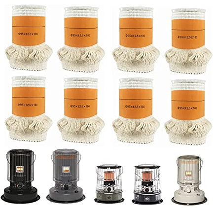 SUPENG Mèches pour Poêle à Pétrole, Mèche de Rechange pour Chauffage au Pétrole,Meche Chauffage Petrole，ø95 x T2,5 x L180 mm, Coton Rond Universel (Couleur : 8pcs)