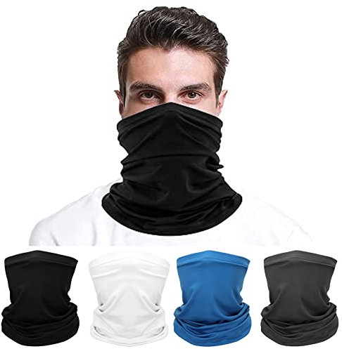 Ysimple 4 Stück Multifunktionstuch Schlauchschal Halstuch,Herren Sport Atmungsaktiv Winddicht Halsschlauch,Weich und Bequem Bandanas Loop Schal für Outdoor Skifahren Motorrad Laufen Radfahren