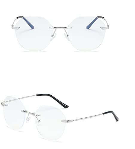 FOOOZ Transparente Computerbrille, rahmenlos, für Damen und Herren, leicht, quadratisch, Brillen, blockierende Brillen, Brillen, 4, Einheitsgröße