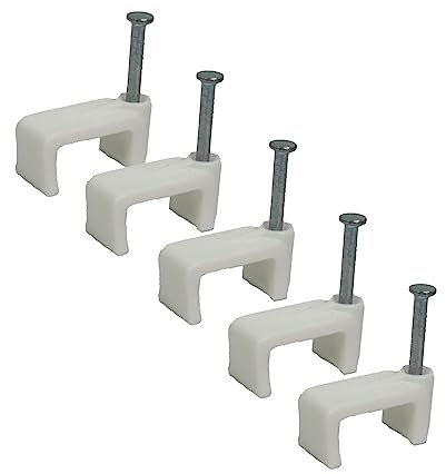 White Flat Cable Clips 18mm- 50 Pieces