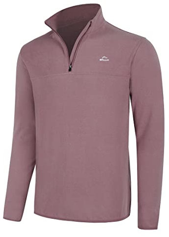 WILLIT Herren Fleece Golf Pullover Langarm Pullover Half Zip Wanderpullover Atmungsaktiv Thermo Sweatshirt Jacke Leichtgewicht Braun XXXL