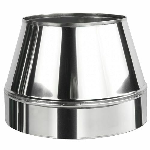 Edelstahl Mündungsabschluss Abströmhaube für Kaminrohr Ofenrohr Doppelwandiges Rohr Rauchrohr Schornstein Abgasrohr Doppelwandig Isoliert Wandstärke 0,6mm (150/220mm, Mündungsabschluss)