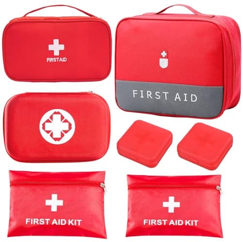 7Stk Medikamententasche Reise Große Kapazität, Reiseapotheke Tasche Leer Wasserdicht, Tragbar Notfalltasche mit Medizinbox Klein, Medizinische Aufbewahrungstasche für Home Office Outdoor Sportarten