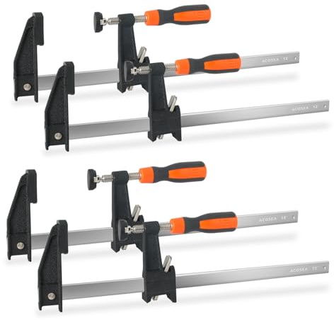 ACOSEA - Morsetti per la lavorazione del legno, confezione da 4 pezzi, 30,5 cm, resistenti, regolabili e a rilascio rapido, morsetti per legno profondità 6,3 cm, forza 272,2 kg