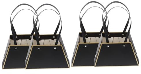 Mobestech 4pcs Florist Bouquet Packaging Paper Bags Elegant Handles for Parties