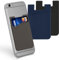 kwmobile 3X Tarjetero para móvil - Funda para Tarjetas de Silicona - Tarjetero para Pegar en la Parte Trasera - Negro/Azul Marino/Gris