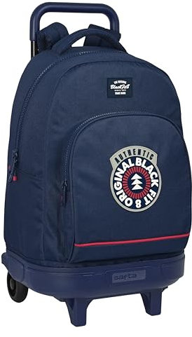 Blackfit8 Authentic - Mochila Grande con Ruedas, Compacta, Extraíble, Ideal para Niños de Diferentes Edades, Cómoda y Versátil, Calidad y Resistencia, 33x22x45 cm, Color Azul Marino