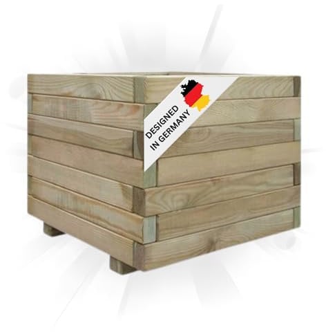 DELUKE Hochbeet aus Kiefernholz Mila | Grün, imprägniert | 50x50x40cm | Wetterfest | Gartenbeet Holz Kräuterbeet Blumenbeet Beet hoch Frühbeet für Garten Gemüsebeet