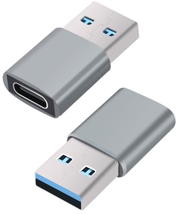 ROTOPATA 4 Pack USB 3.0 to USB C Adapter, 5Gbps USB A Male to Type C Female Adaptor Charger Converter for iPhone 12 13 14 15 Plus Pro Max, iWatch 8 9, Galaxy S23 S24 (Grey)