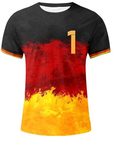 DFB Fan Trikot Deutschland - Fußball Shirt Rundhals Tshirts Ungarn Trikot Fußball 2024 Shirts Basic Sport Shirt Arbeits Tshirt Deutschland Shirt Henleyshirt Tshirt Rennrad Trikot Herren(1-Orange,L)