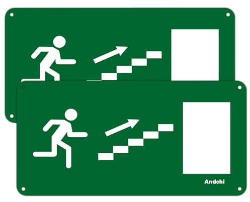 2pcs uscita di sicurezza segno uscita di emergenza a parete, 20x10cm, sinistra su uscita