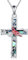 YFN Sonnenblume Kreuz Halskette Sterling Silber Rot Kardinal Kreuz Anhänger Abalone Shell Schmuck Religiöse Christliche Taufe Geschenke für Sie Damen Herren