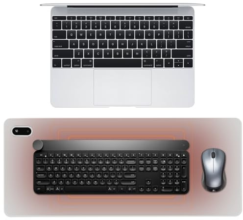 Hojalis Beheizte Schreibtischunterlage, Tischunterlage Beheizte, Mauspad mit Funktion Heizung, Schreibtischunterlage Beheizt mit 30-60℃ Heizstufen, für Pc, Laptop, Zuhause, Büro (Grau)
