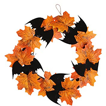AKTOUR Piccola ghirlanda estiva per Halloween, per porta d'ingresso, fuori casa, porte esterne (come mostra, taglia unica)