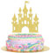 Xsstarmi 1 Pack Castle Theme Cake Topper Glitter Queen Princess Castle Cake Pick Queen Princess Birthday Cake Decorations for Baby Shower Wedding Birthday Party Supplies Gold