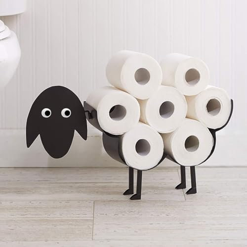 Garden Mile Wall Mounted & Free Standing Toilet Roll Storage Stand Novelty Bathroom Loo Rolls Holder Black Sheep Toilet Roll Holder Holds Up to 7 Tissue Paper Rolls Toilet Decor Accessories