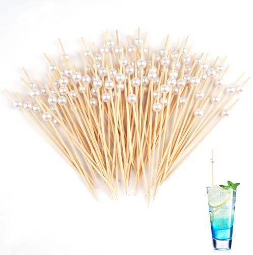 100 Stück Zahnstocher, Cocktail Zubehör, Holzspieße, Cocktailspieße Deko, Spieße Fingerfood, Zahnstocher Holz, Buffet Zubehör, Spiesse für Snacks Fingerfood Partys