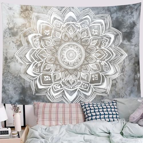ALTCIRNMD Tapisserie Lotus Mandala, Wandtuch Antik Marmor,Wandbehang Wandteppich Tagesdecke Wohnzimmer Schlafzimmer Picknickdecke Teppich Yogamatte Wanddeko (150Wx230Tcm)