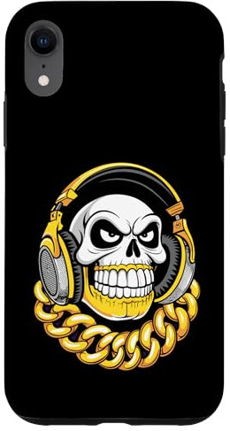 Lustiger Totenkopf-Charakter, Cartoon-Stil, Illustrationsgrafik Hülle für iPhone XR