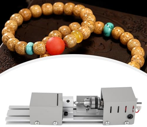 Mini Drehmaschine, Metall-Fräs-Drehmaschine 96W Drechselbank Drechselmaschine mit Schnitzklingen 12-24V Tischdrehbank DIY Holzbearbeitung