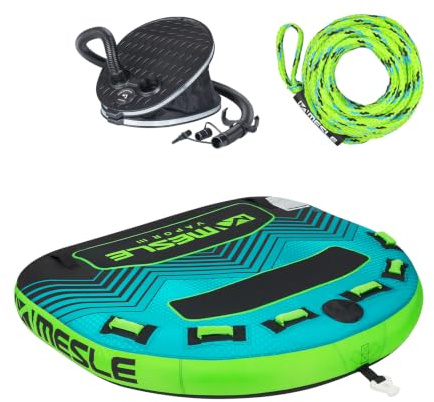 Mesle Funtube Vapor mit Leine & Pumpe, 2 Personen, Wasserreifen Kinder & Erwachsene, Towable Tube aufblasbar Wassersport, Schleppring für Boot & Jetski, Schleppreifen zum Ziehen