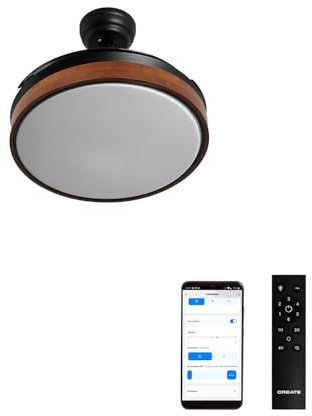CREATE / WIND CLEAR S/Ventilador de techo con luz madera oscura con mando y Wifi / 40W, Ø91 cm, temporizador, 6 velocidades, aspas retráctiles, 3 temperaturas de luz, función verano-invierno