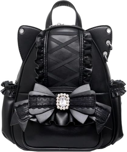 SSIPIS Niedlicher Anime-Rucksack mit Katzenohren für Damen, Mädchen, Mini-Rucksack, Schleife, niedlicher Tagesrucksack, Umhängetasche, modisch, kleine Tagesrucksäcke