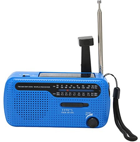 Handkurbel Solar Radio, AM FM SW1 SW2 Multiband Camping -Notfallradio mit LED -Taschenlampe, Energieeinsparung, Lademethode, Weit Verbreitete Anwendung (Blau)