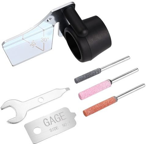 Sinbana 1453 Chainsaw Sharpening Attachment Kit for Dremel, Chain Saw Sharpener Accessory Rotary Tool Attachment Set with Sharpening Stones & Angle Guide for Outdoor Gardening Tools