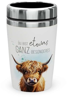 Thermobecher Isolierbecher Thermo Kaffeebecher To Go 240 ml Thema: Tierische Motive (Rind 3888031)