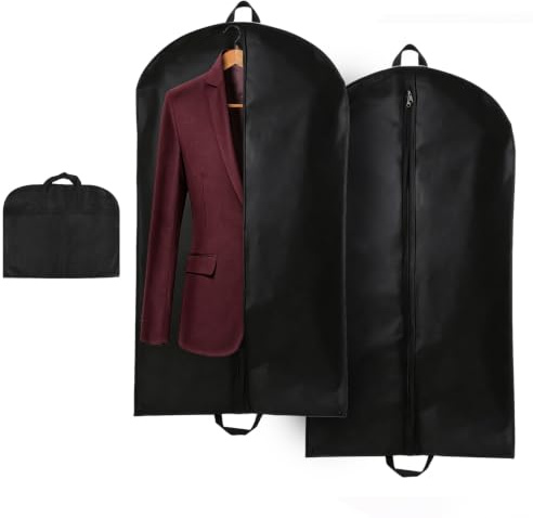 2 Stk Kleidersack Herren Frauen,Anzugtasche,Kleidersack Reise (60x120cm) | Faltbare Kleiderhülle mit Griffen, Anzug Schutzhülle Kleidersäcke, Kleidertasche, Anzughülle für Anzugsack Jacken Kleid