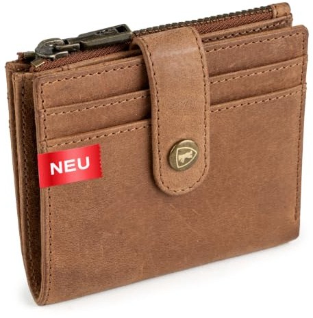 Berliner Bags Portafoglio Donna Pelle Jane, Compatto Slim con Portamonete Zip, Porta Carte e Protezione RFID – Marrone