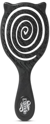 Haarbürste ohne Ziepen – Mini Entwirrbürste mit Spiral-Design – für Kinder, feines lockiges & nasses Haar – Detangler auch für Extensions – kompakt für Reise – mit Weizenstroh – Extendio® (Schwarz)