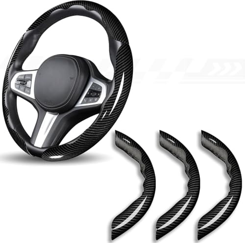 yaohaishao Auto-Lenkradbezug für Audi S5 A5-S-Line 2012-2016, segmentierter Griff aus Carbonfaser rutschfest sportlicher Lenkradschutz,Black