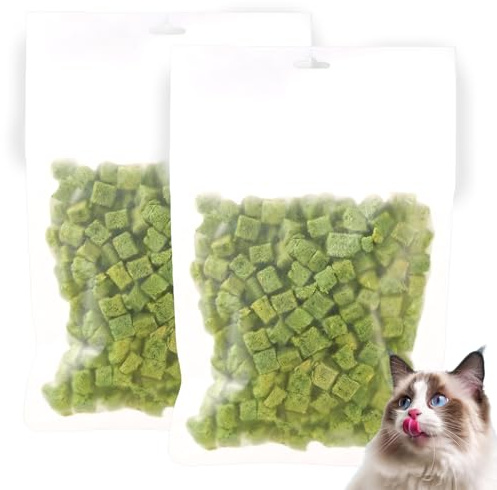 Nimblyne 2 Beutel Katzengras Snack 120g, Gefriergetrocknet Snacks für Katzen, Katzengras Sticks, Katzengras Fertig Gewachsen für Katzen für die Zahnpflege und Haarknäuel Entfernen ﻿