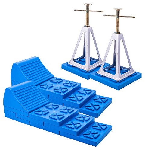 Multifunktions-Keil, Auffahr-Keil + Stützbock 2er Set für Wohnwagen oder Wohnmobil