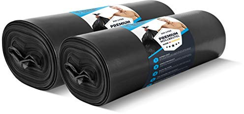 20 juegos de bolsas de basura 240L ULTRA a prueba de desgarros 70µ - bolsas de basura XL para uso doméstico e industrial -bolsas de basura fuertes en eliminación de desechos de LDPE de 100 cm x 125 cm