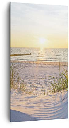 Bilder auf Leinwand 55x100cm Leinwandbild mit Rahmen Düne Strand Meer Groß Wanddeko Bild Schlafzimmer Küche Deko Wandbilder Dekoration Wohnzimmer Wall Decor Canvas Wand Kunstdruck Art PA55x100-3989