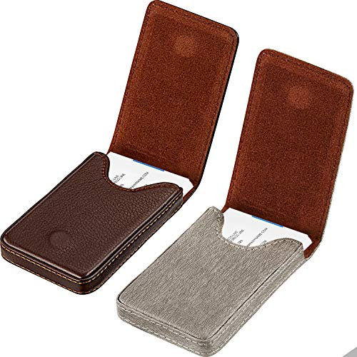 Outus Visitenkartenhalter, Visitenkartenetui aus PU-Leder, Geldbörse, mit Magnetverschluss für Männer/Frauen, 2 Stück, Kaffeebraun und Grau, Klassisch
