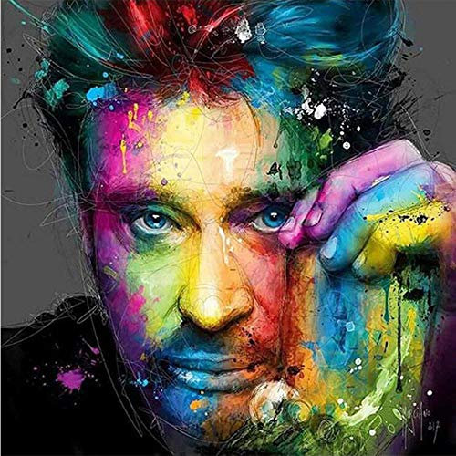 Luckykyky 5D Diy Diamant Peinture Mosaïque Rond Peinture De Diamants Point De Croix Rock Star Johnny Hallyday Photo Diamant Broderie Hobbie Artisanat Sans Cadre 40X50Cm