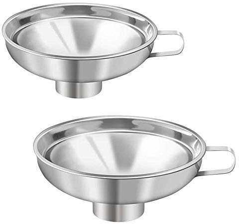 2Pcs Stainless Steel Jam Funnel with Handle - Wide-Mouth Canning Funnel for Jars & Solid Particle Filling (Large, Medium)