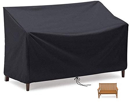 Flymer Housse de banc 2/3/4 places, imperméable, coupe-vent et indéchirable en tissu Oxford 210D anti-UV, pour banc de terrasse extérieur – Noir (3 places)