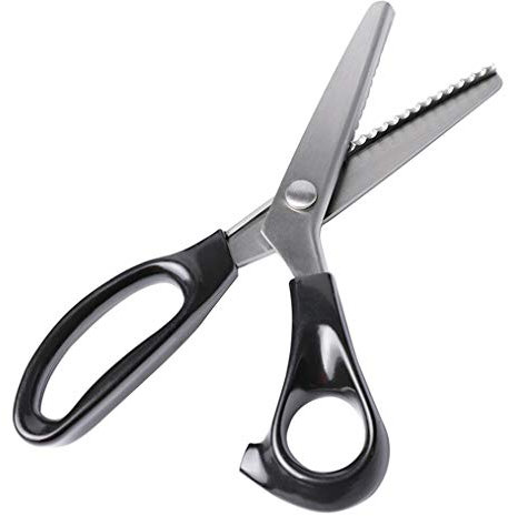 Forte e affilato Forbici Seghettate Stoffa, Forbici da Sarta Zig Zag Tessuto,Seghettate e Ondulati,Forbici Zig Zag Per Stoffa, Forbici Professionali Zig Zag,Denim, Maglieria, Seta, Carta. Nero